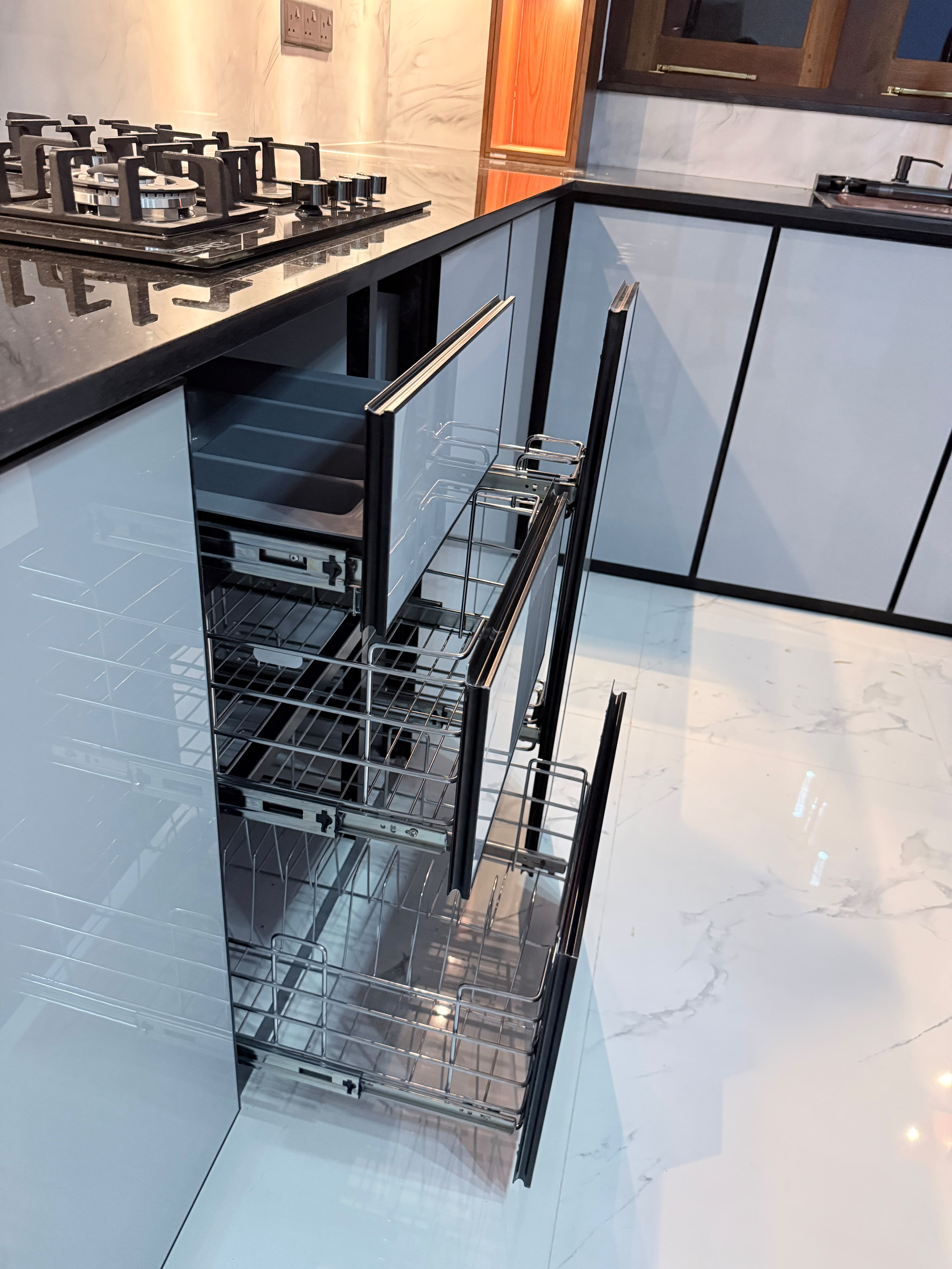 Completed kitchen storage detail